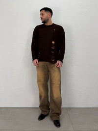 MAGLIONE GIROCOLLO CON ROTTURE