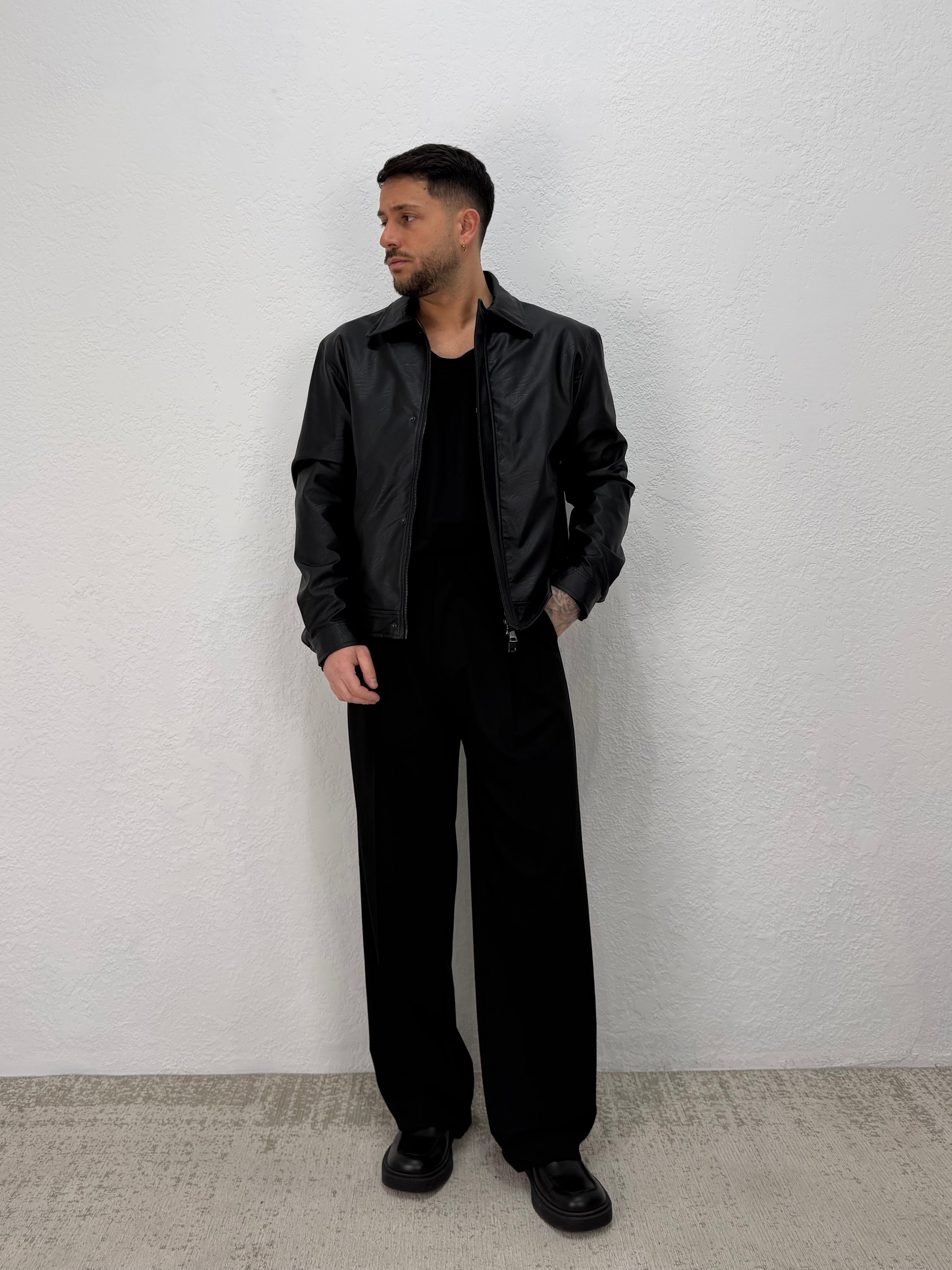 JACKET EFFETTO PELLE CON PATTINA