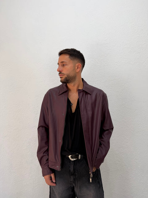 JACKET EFFETTO PELLE CON PATTINA
