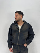 JACKET IN JEANS LESS IMBOTTITO CON CAPPUCCIO