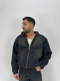 JACKET IN JEANS LESS IMBOTTITO CON CAPPUCCIO