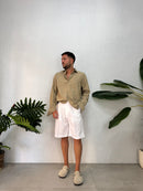 Bermuda classico con Pinces in Lino