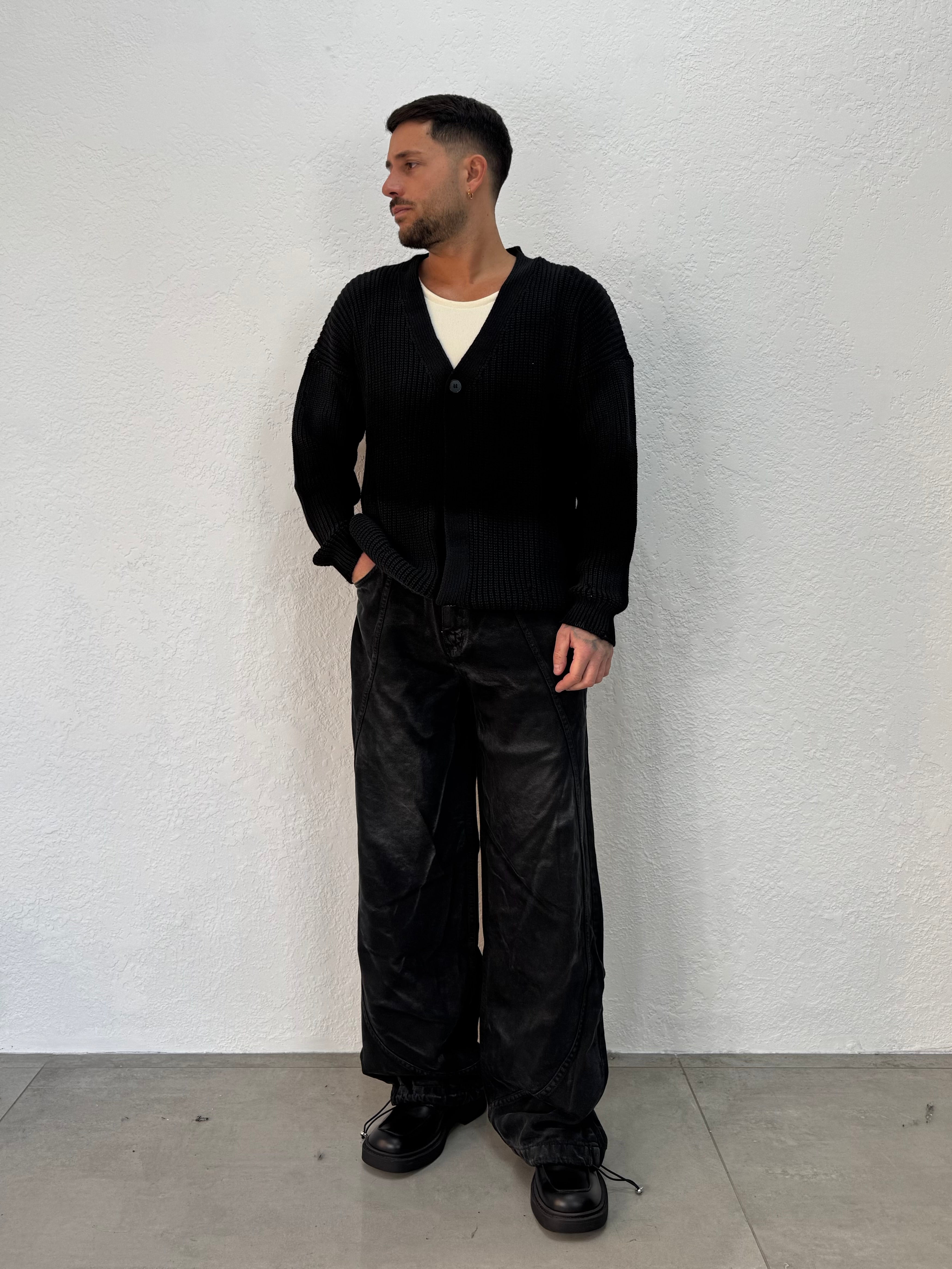 CARDIGAN DUE BOTTONI SPALMATO