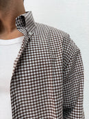 CAMICIA OVER STONDATA CON RICAMO VD QUADRI MARRONE