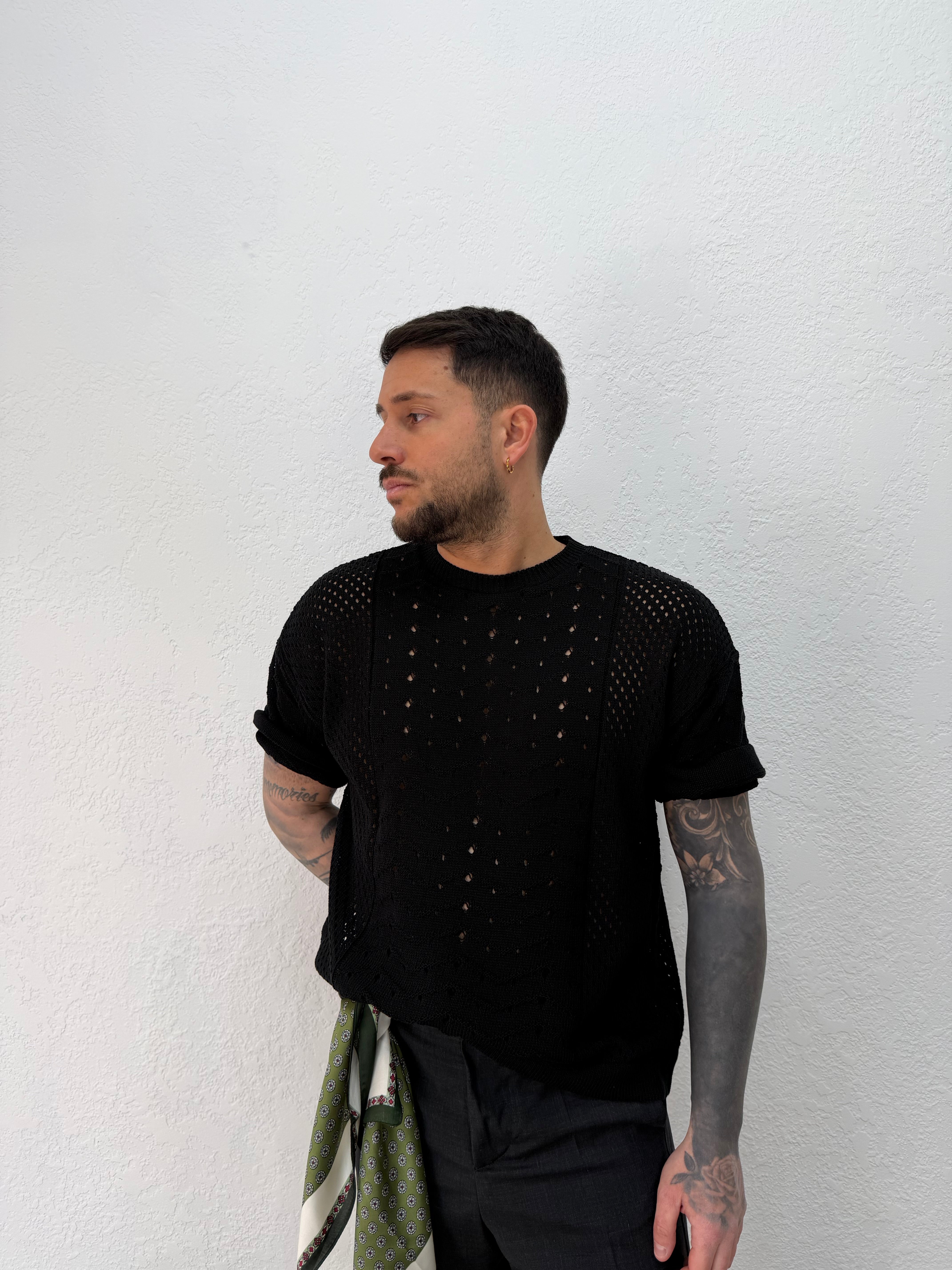 MAGLIA IN FILO CON TRAMA TRAFORATA