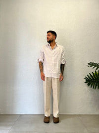 Camicia Rigata Over Lino 100%