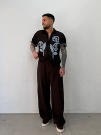 CAMICIA IN FILO CON RICAMO FIORE