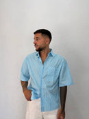 CAMICIA RIGATA MEZZA MANICA OVER