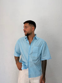 CAMICIA RIGATA MEZZA MANICA OVER