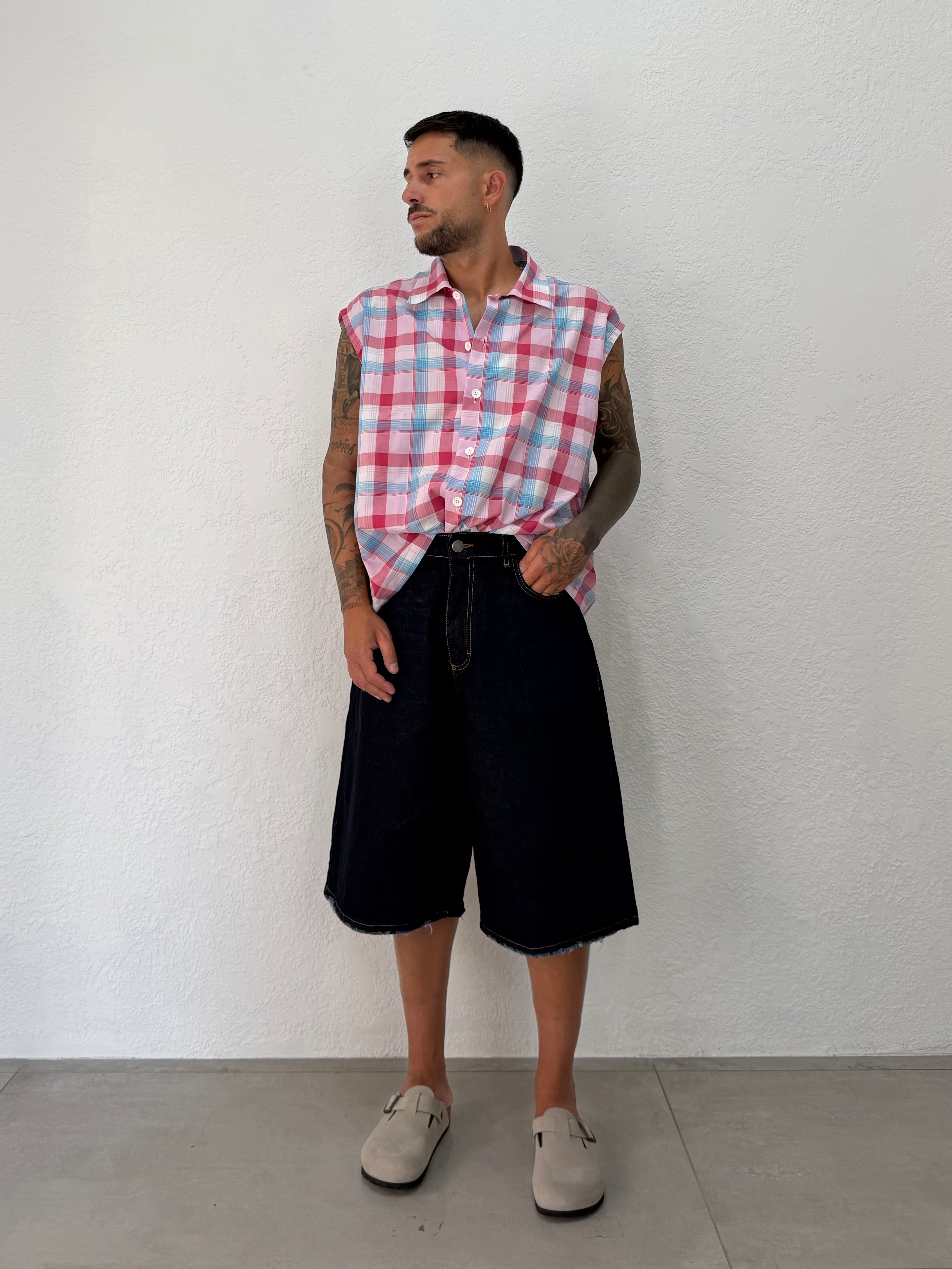 CAMICIA SMANICATO QUADRI OVER