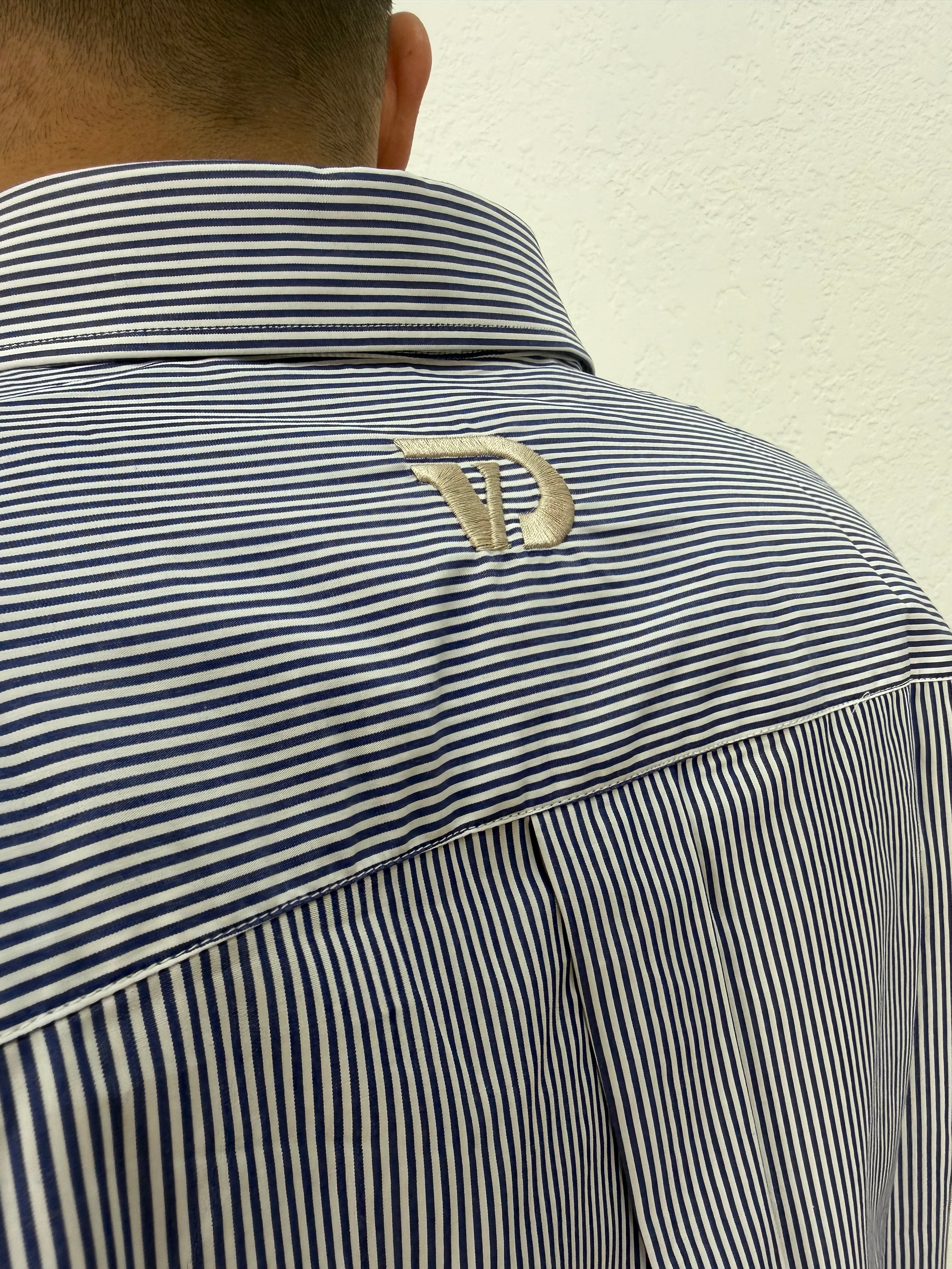 CAMICIA OVER STONDARA CON RICAMO VD RIGATA