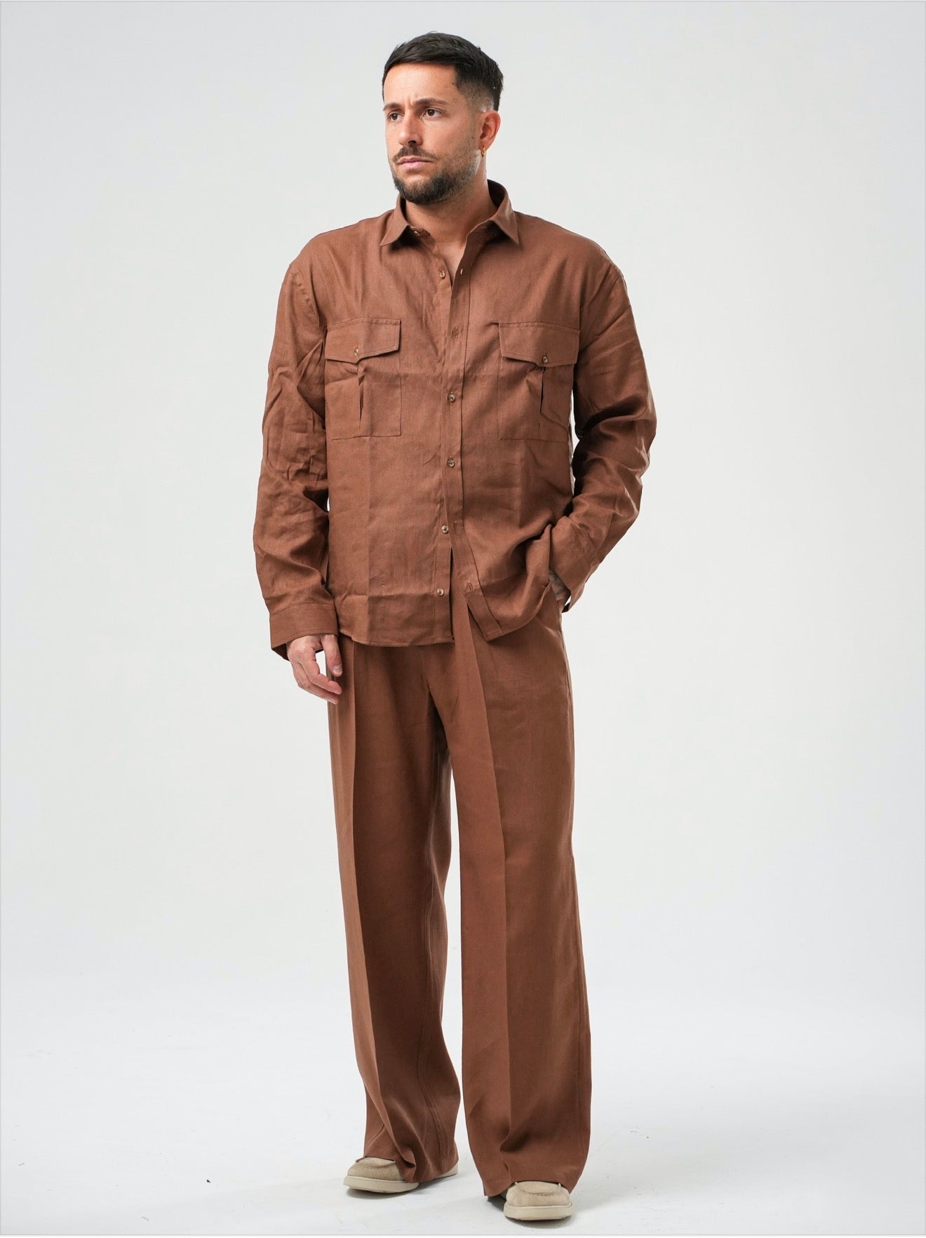 CAMICIA SAFARI CON TASCONI LINO