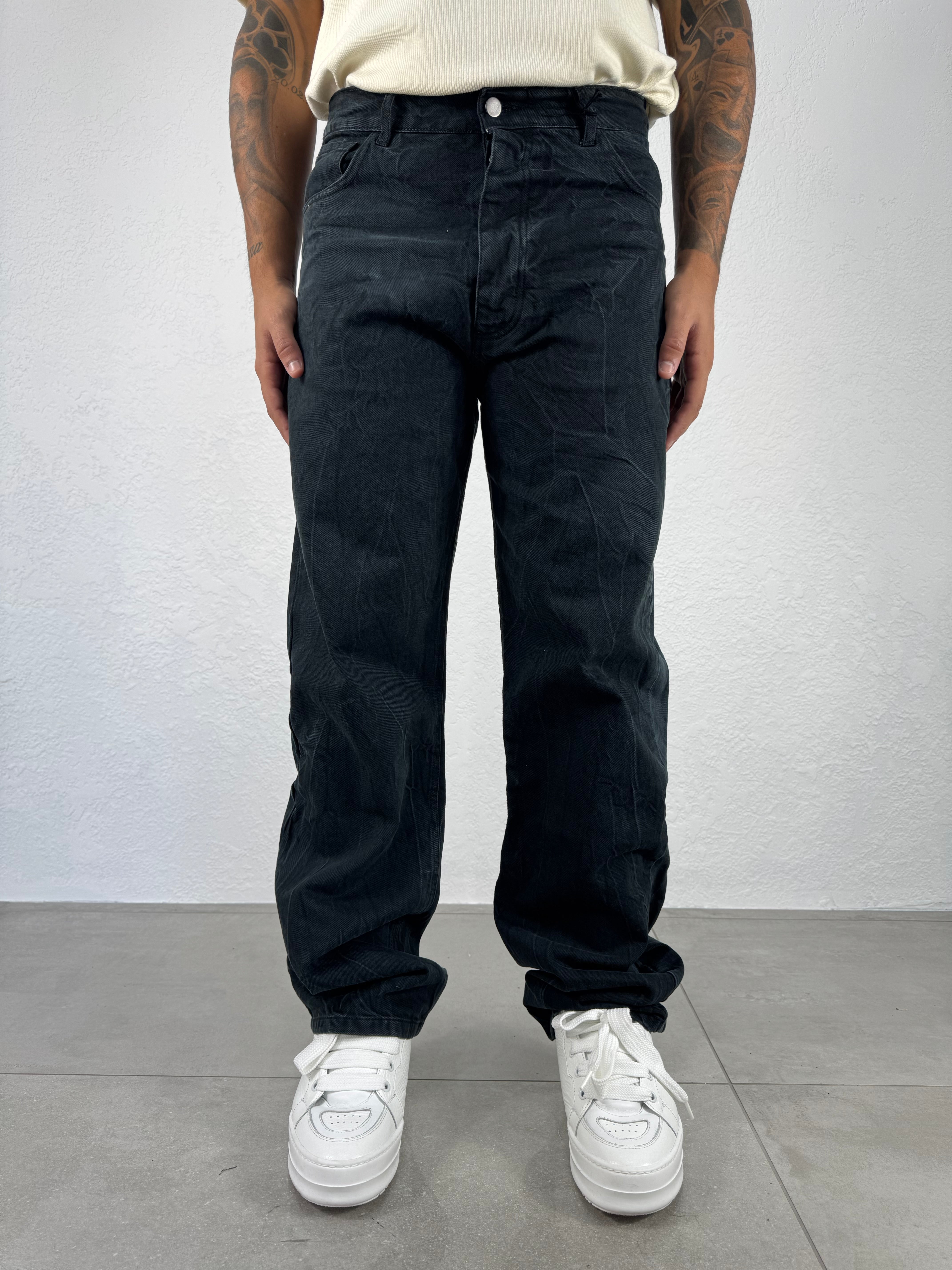 JEANS NERO LAVATO COORDINATO