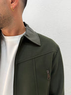 JACKET IN PANNO CON DETTAGLI IN PELLE