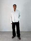 CAMICIA INUSUAL RIGATA CELESTE/NERO CON RICAMO