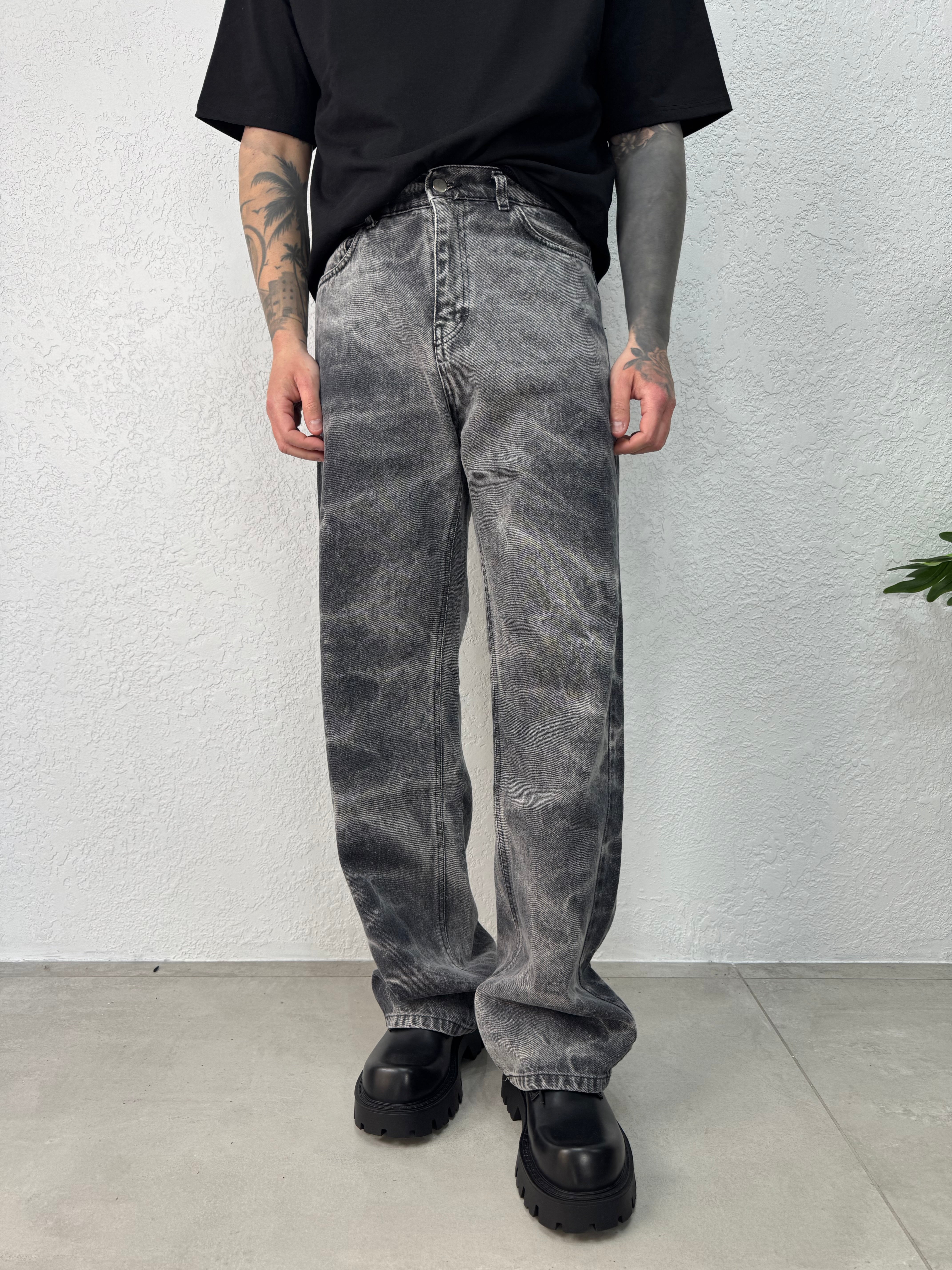 Jeans Marmorizzato Grigio