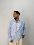 CAMICIA OVER STONDATA CON RICAMO VD RIGATA