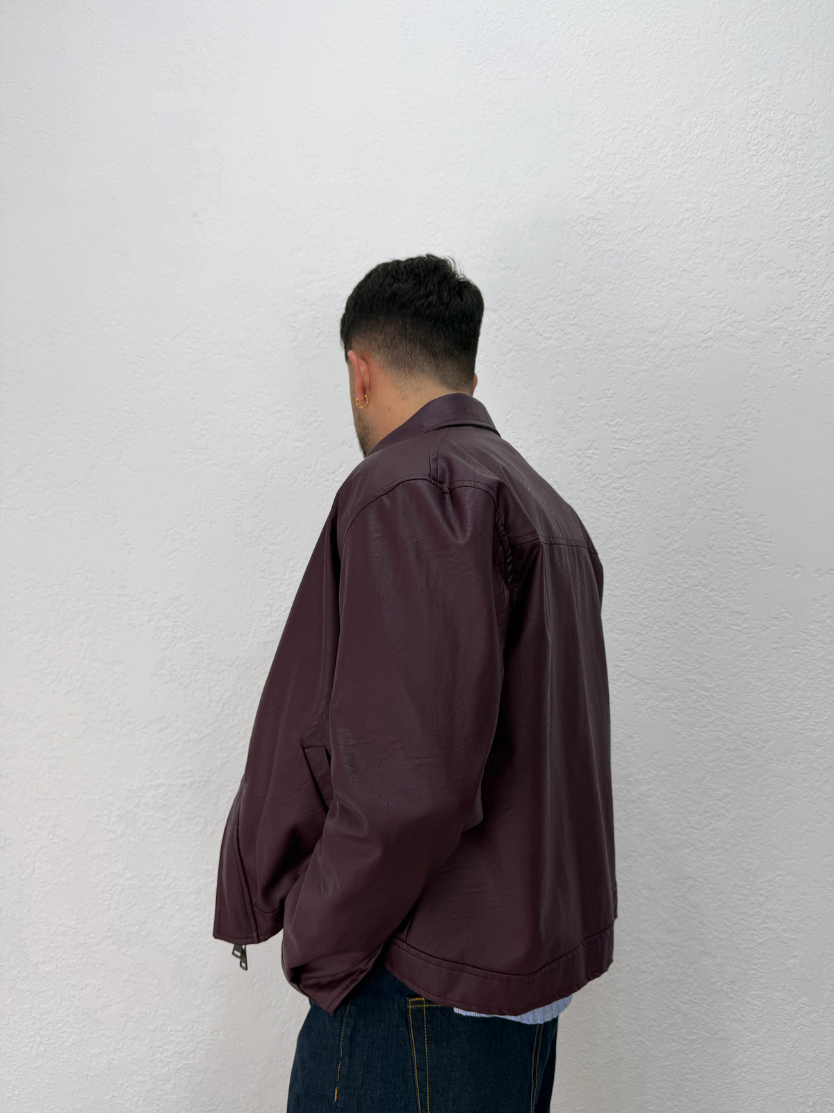 JACKET EFFETTO PELLE CON PATTINA