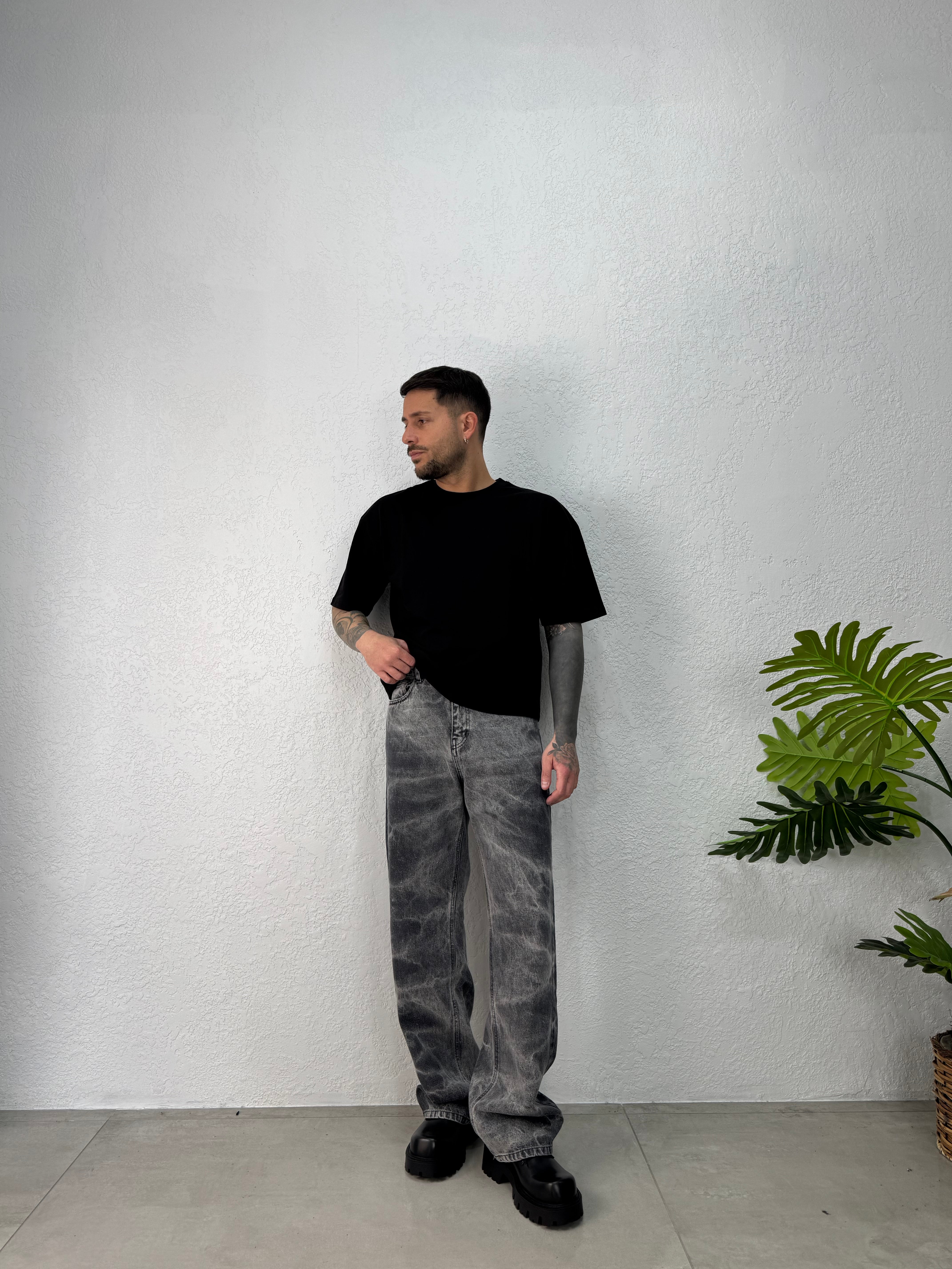 Jeans Marmorizzato Grigio