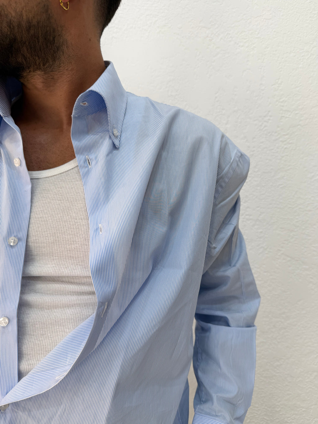 CAMICIA OVER STONDATA CON RICAMO VD RIGATA