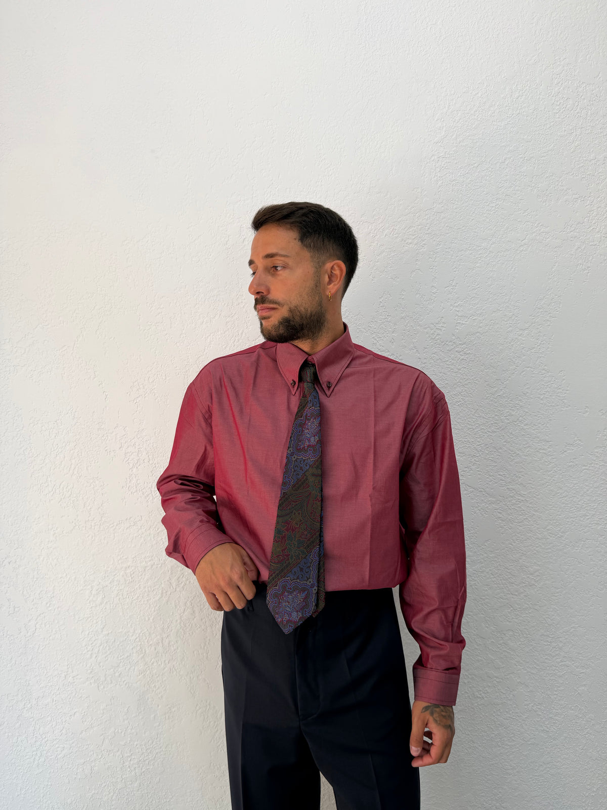 CAMICIA OVER STONDATA CON RICAMO VD TINTA UNITÀ