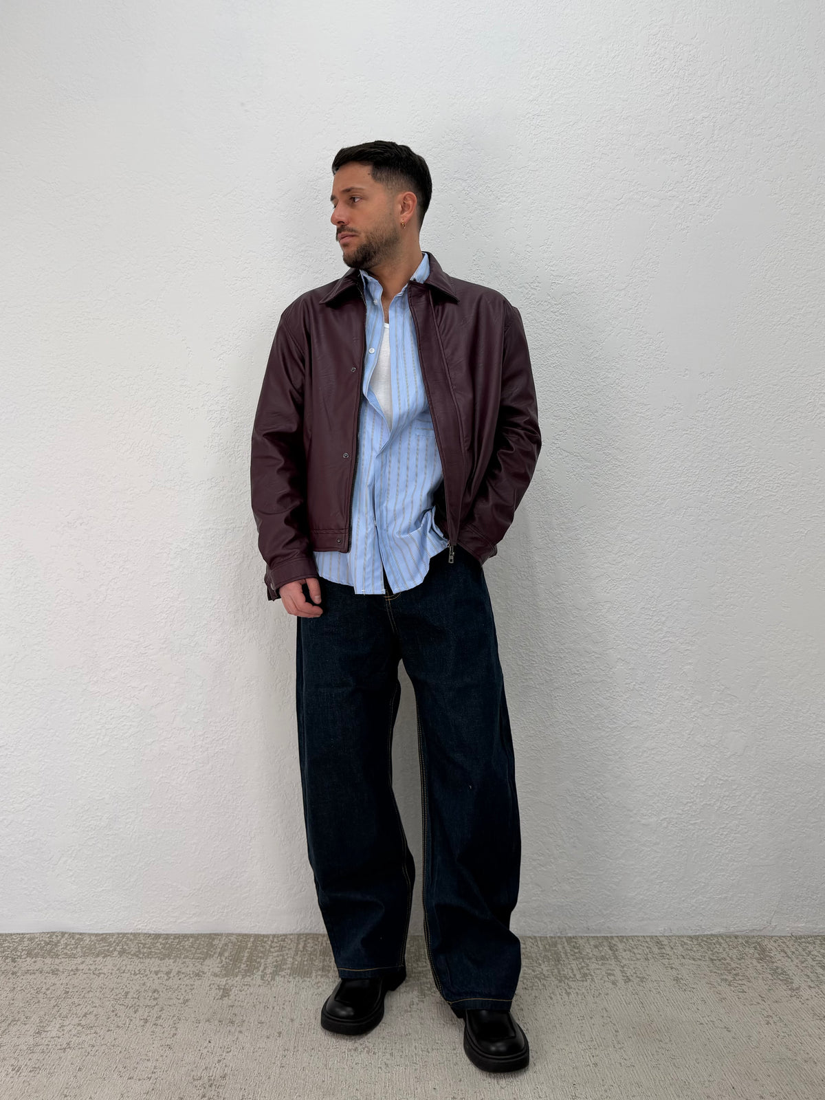 JACKET EFFETTO PELLE CON PATTINA
