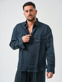 CAMICIA SAFARI CON TASCONI LINO