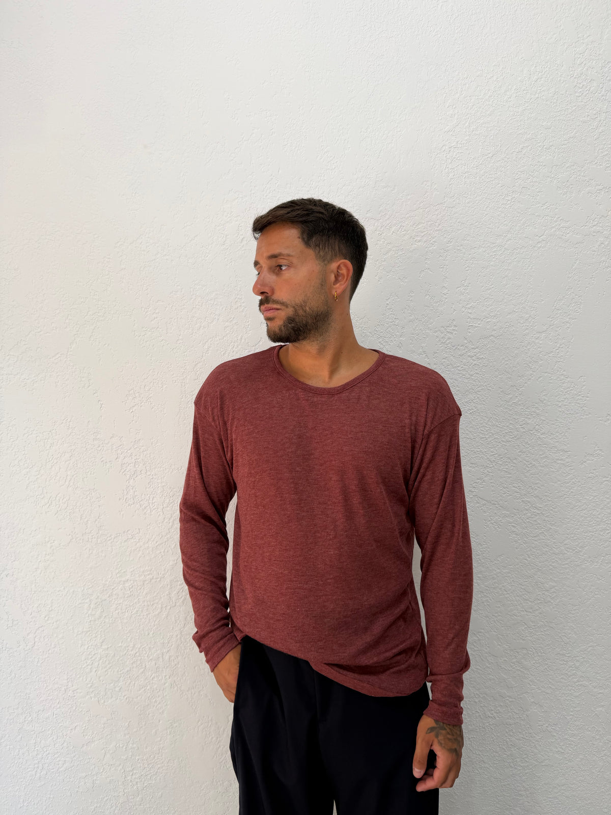 MAGLIA ELASTICA GIROCOLLO MISTO LANA