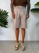 Bermuda classico con Pinces in Lino