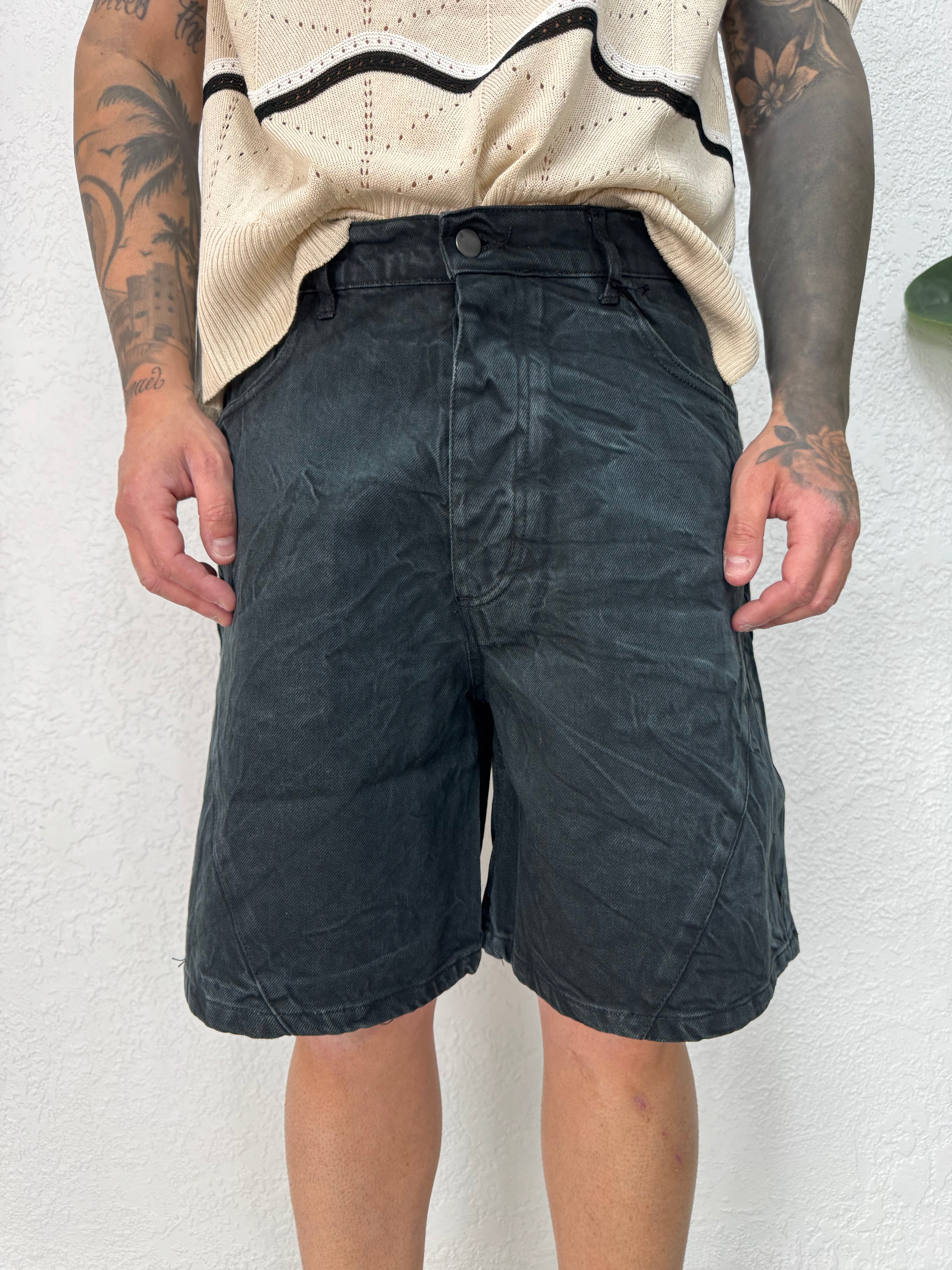 Bermuda in Jeans Nero Sfumato