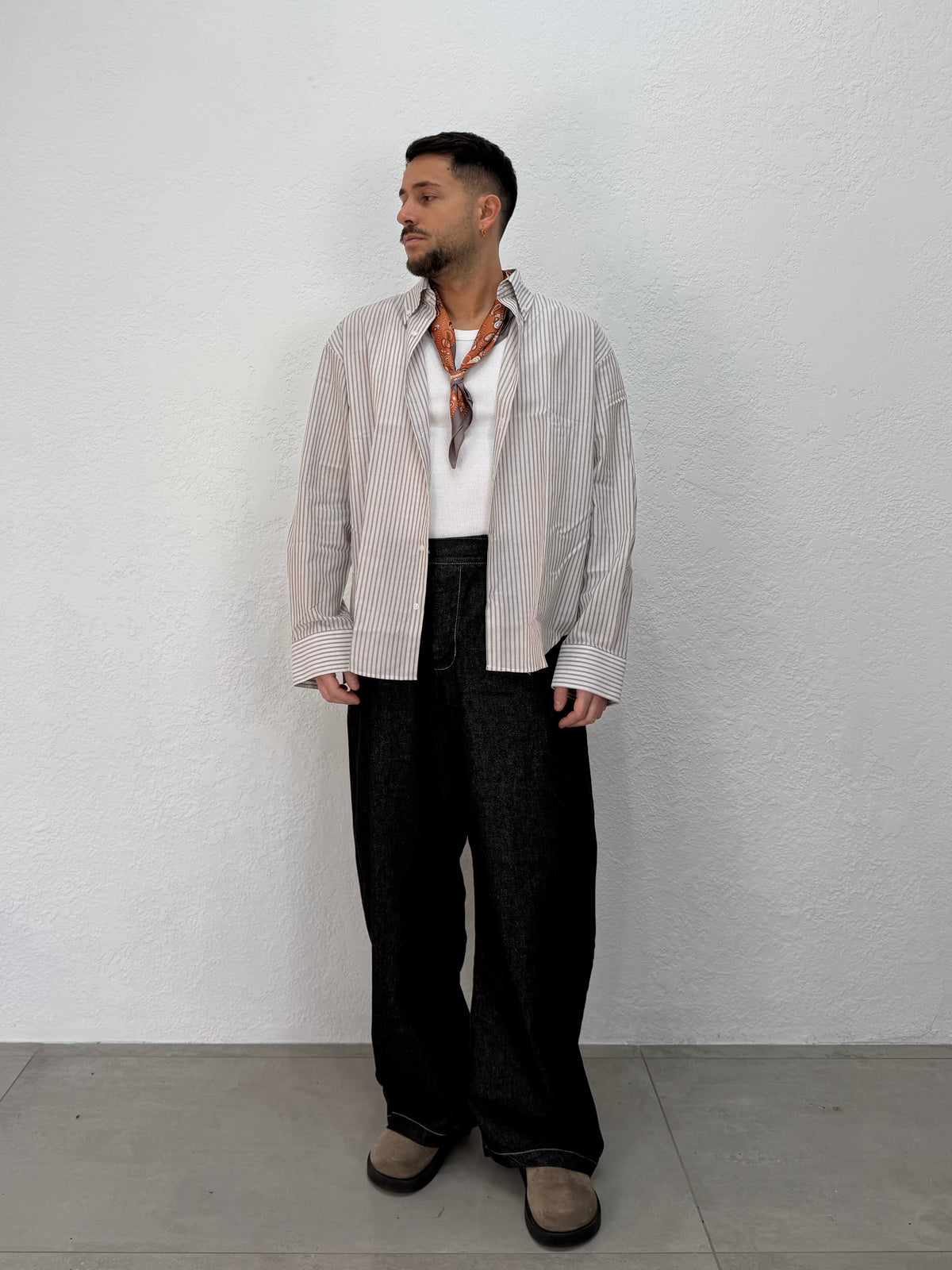 CAMICIA OVER STONDATA CON RICAMO VD MORO/ARANCIO