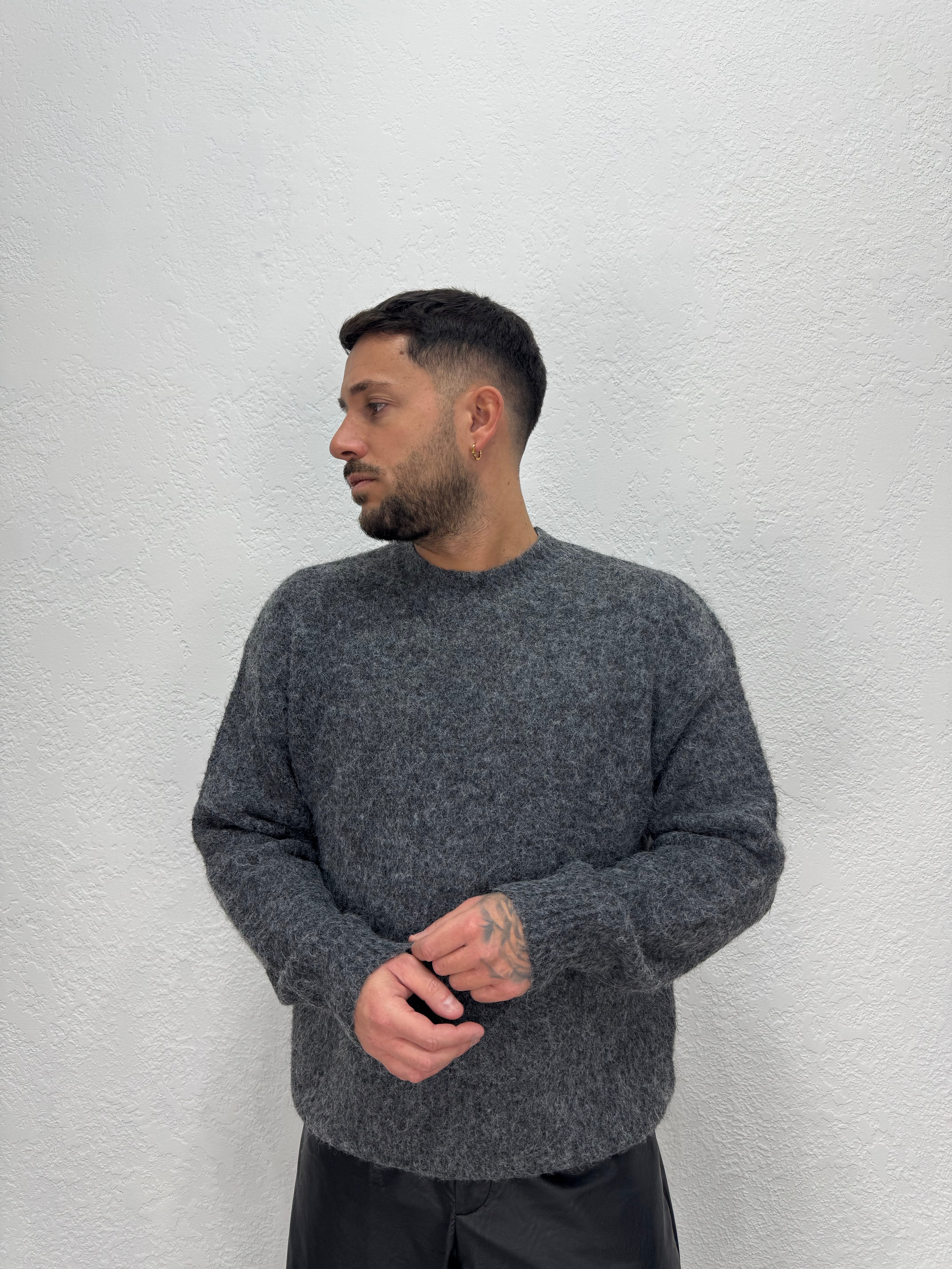 MAGLIONE GIROCOLLO SPAZZOLATO