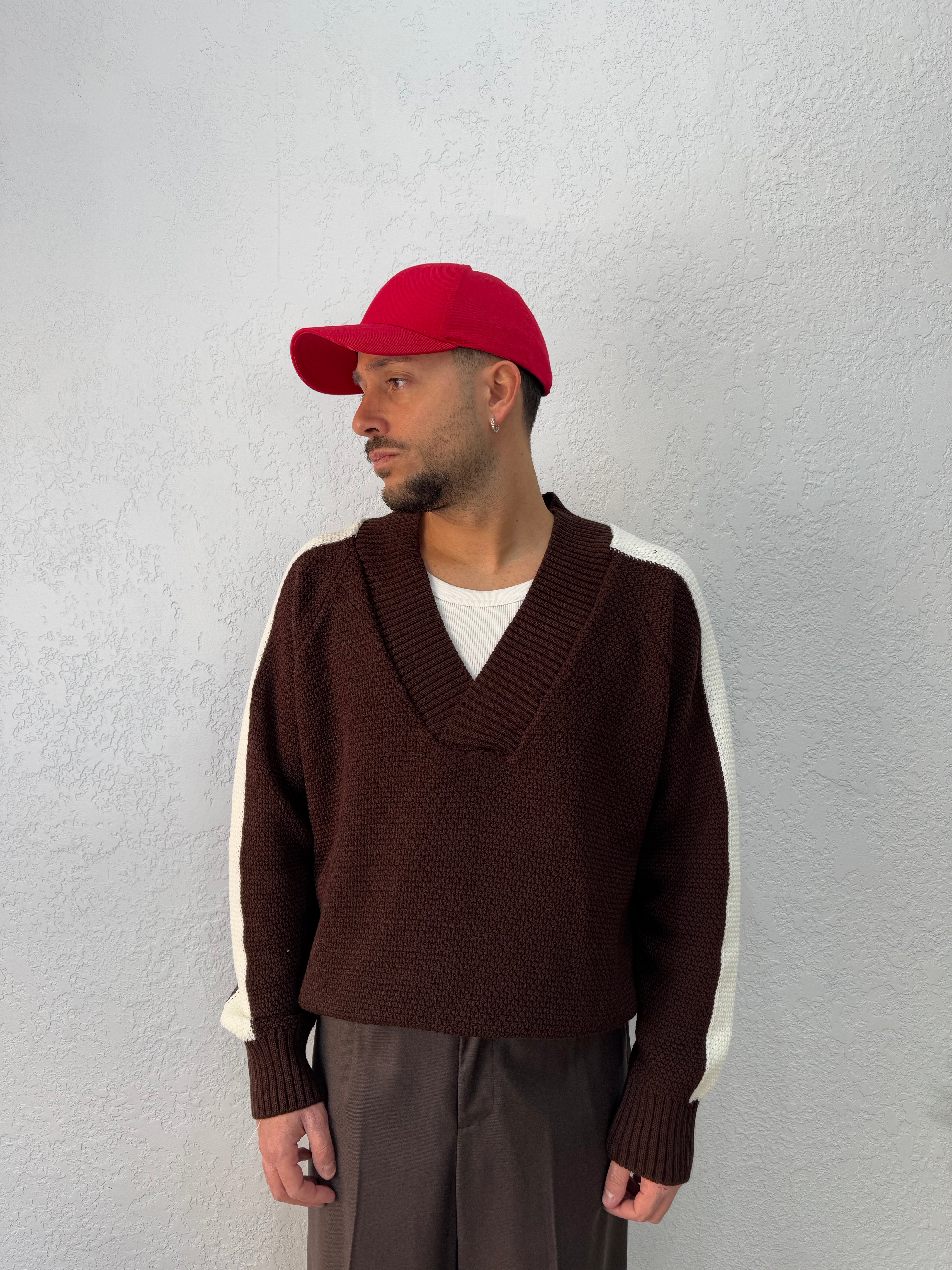 Maglione Scollo V Con Banda