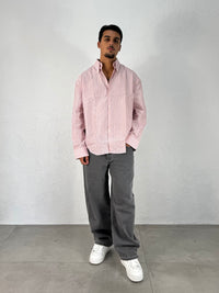 CAMICIA RIGATA OVER STONDATA ROSA