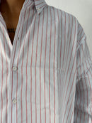 CAMICIA INUSUAL RIGATA ROSSA CON RICAMO