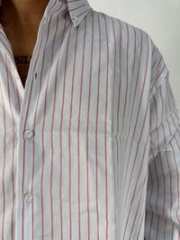 CAMICIA INUSUAL RIGATA ROSSA CON RICAMO
