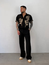 CAMICIA IN FILO CON RICAMO FIORE