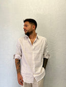 Camicia Rigata Over Lino 100%