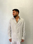 Camicia Rigata Over Lino 100%