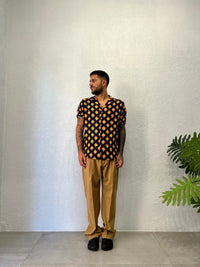 Camicia in Viscosa Fantasia Collo Bowling