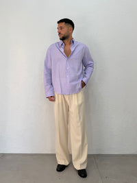 CAMICIA STONDATA OVER CON RICAMO VD GLICINE