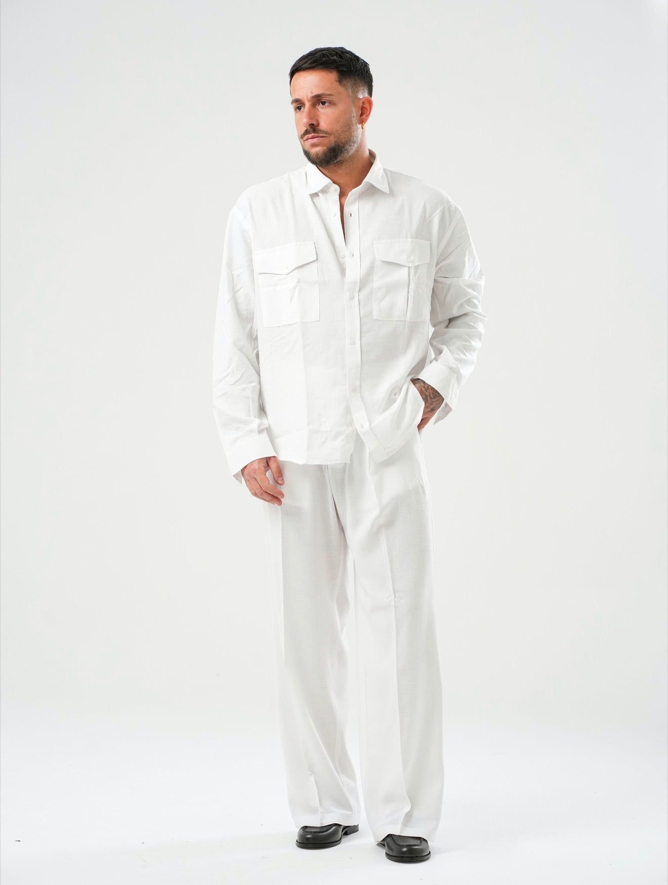 CAMICIA SAFARI CON TASCONI LINO