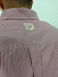 CAMICIA OVER STONDARA CON RICAMO VD RIGATA