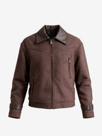 JACKET IN PANNO CON DETTAGLI IN PELLE