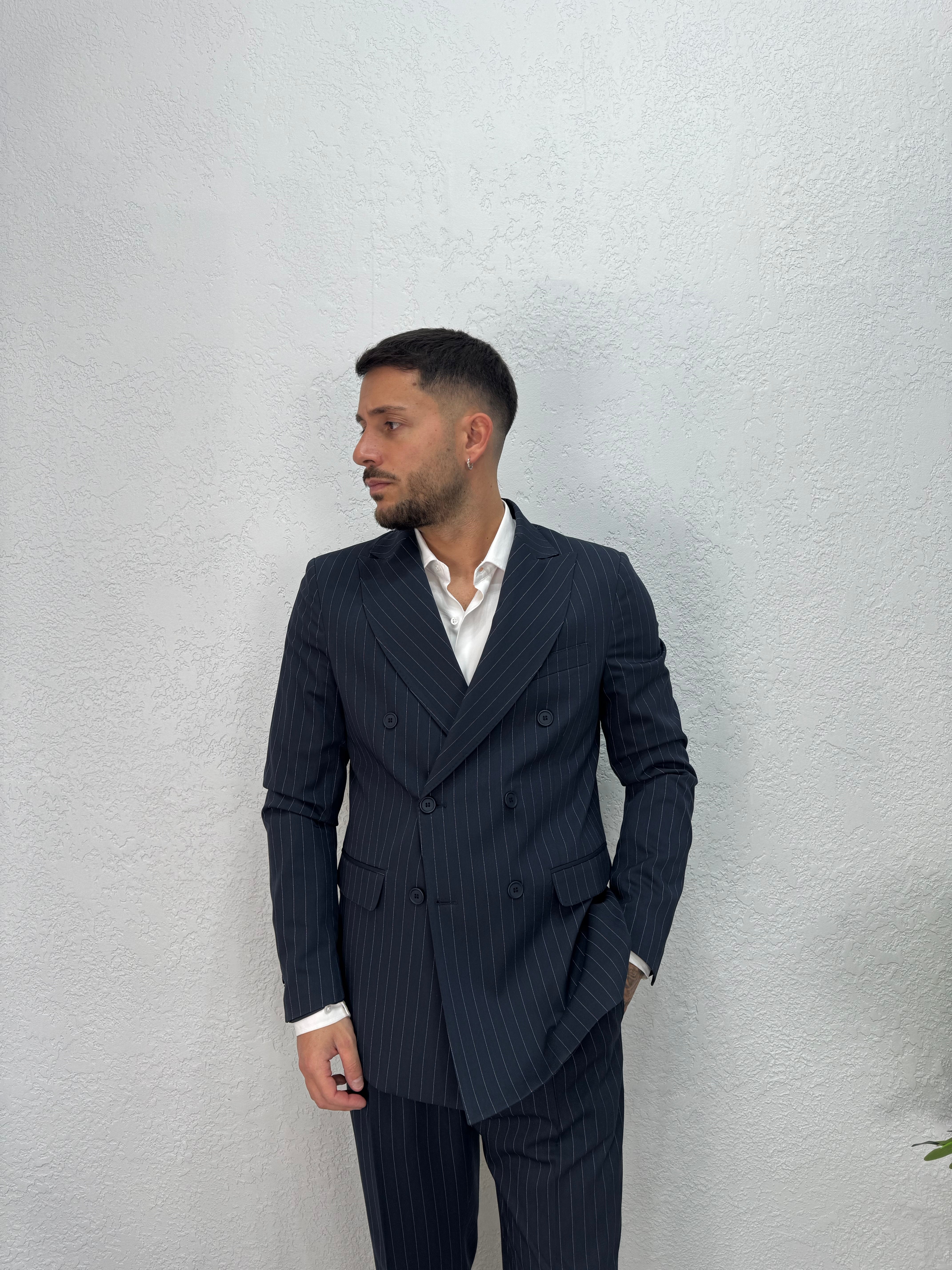 Giacca Blu Gessato