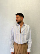Camicia Rigata Over Lino 100%