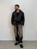 JACKET EFFETTO PELLE CON COULISSE REGOLABILE