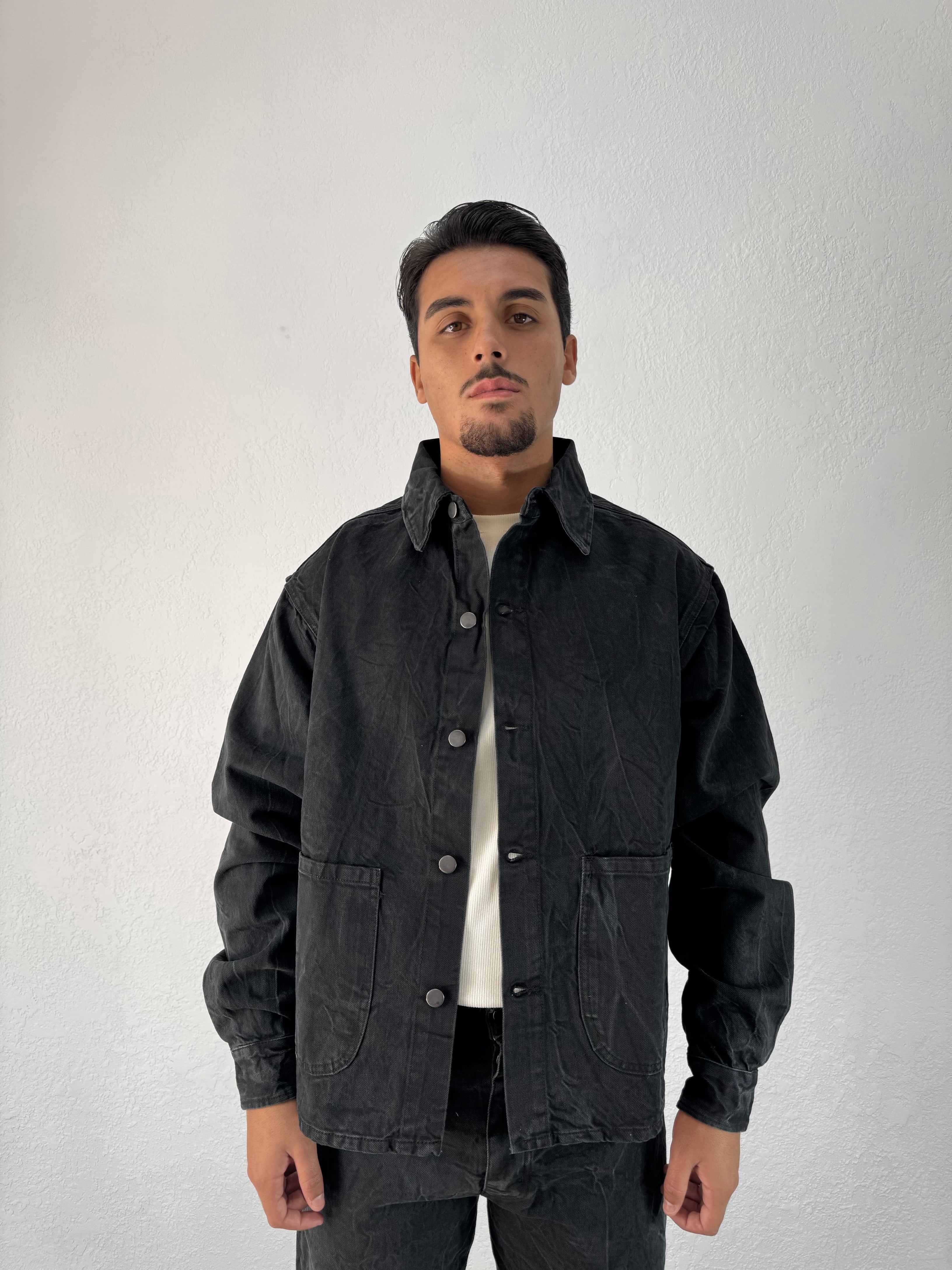CAMICIONE IN JEANS NERO LAVATO