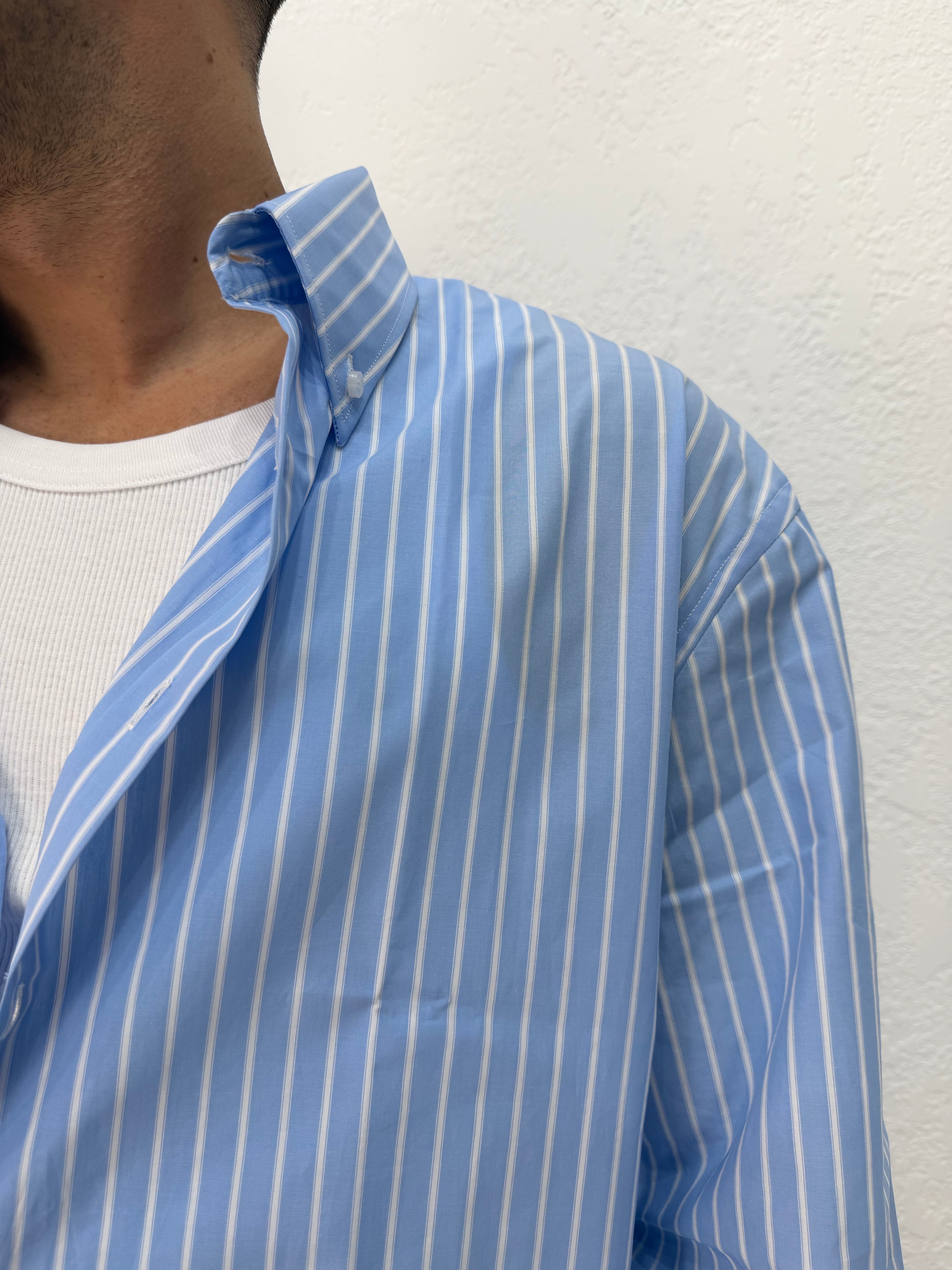 CAMICIA OVER STONDATA CON RICAMO VD RIGO LARGO CELESTE