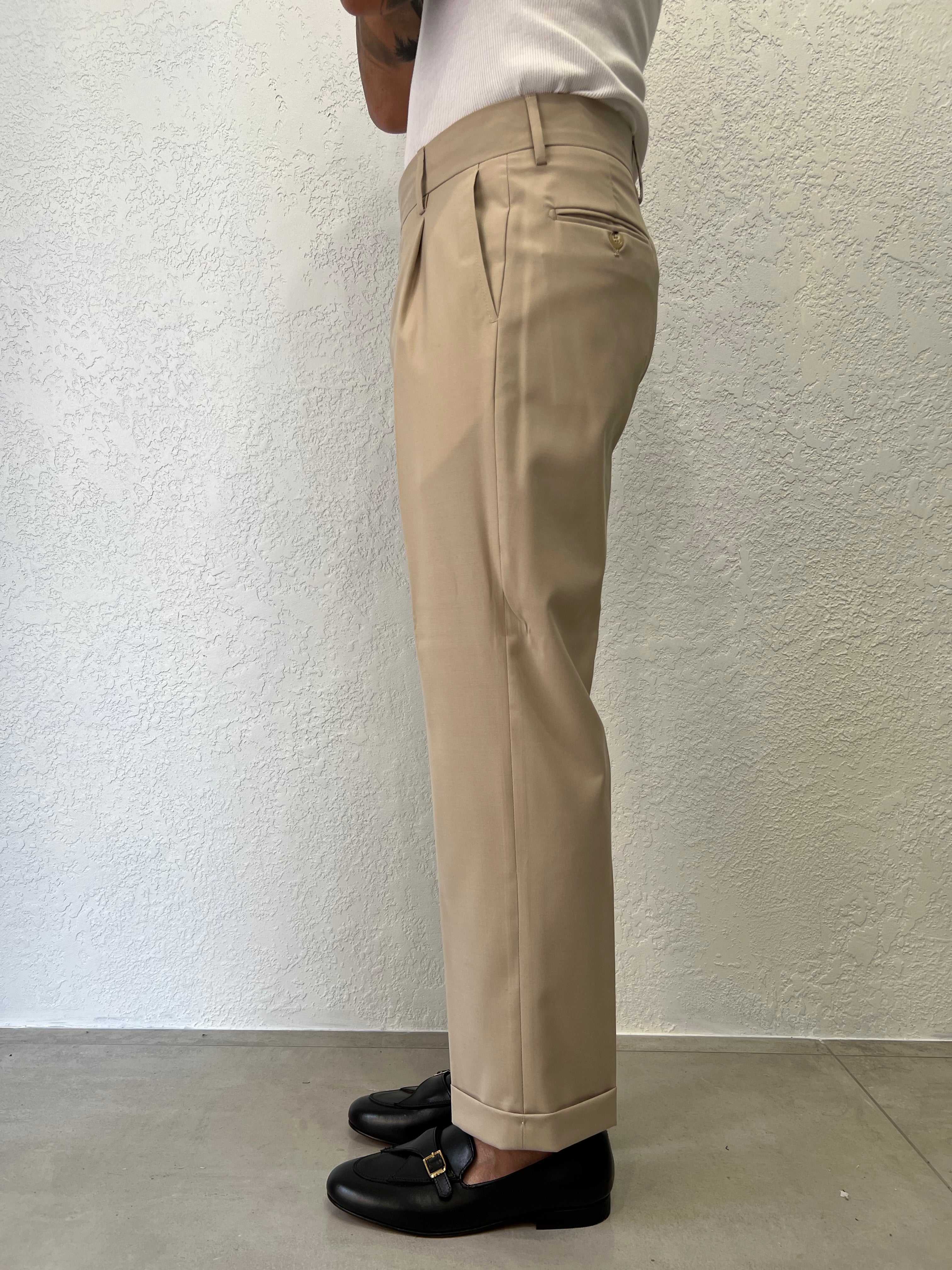 Pantalone Abito Doppiopetto Beige